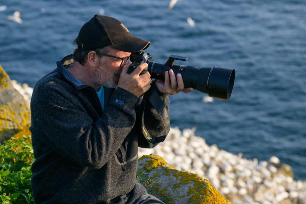 Kevin Pepper photographing Northern Gannets