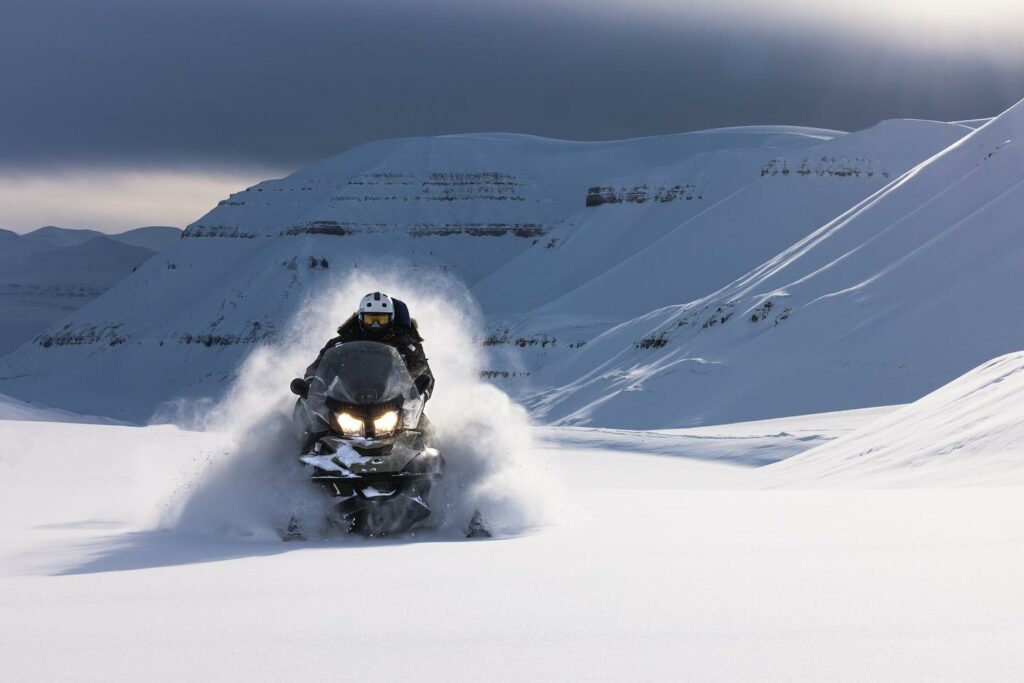 snowmobile riding in svalbard