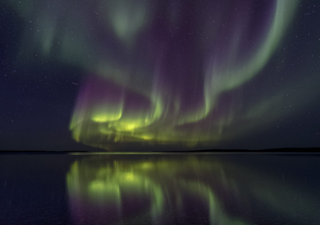Aurora reflection in Yellowknife