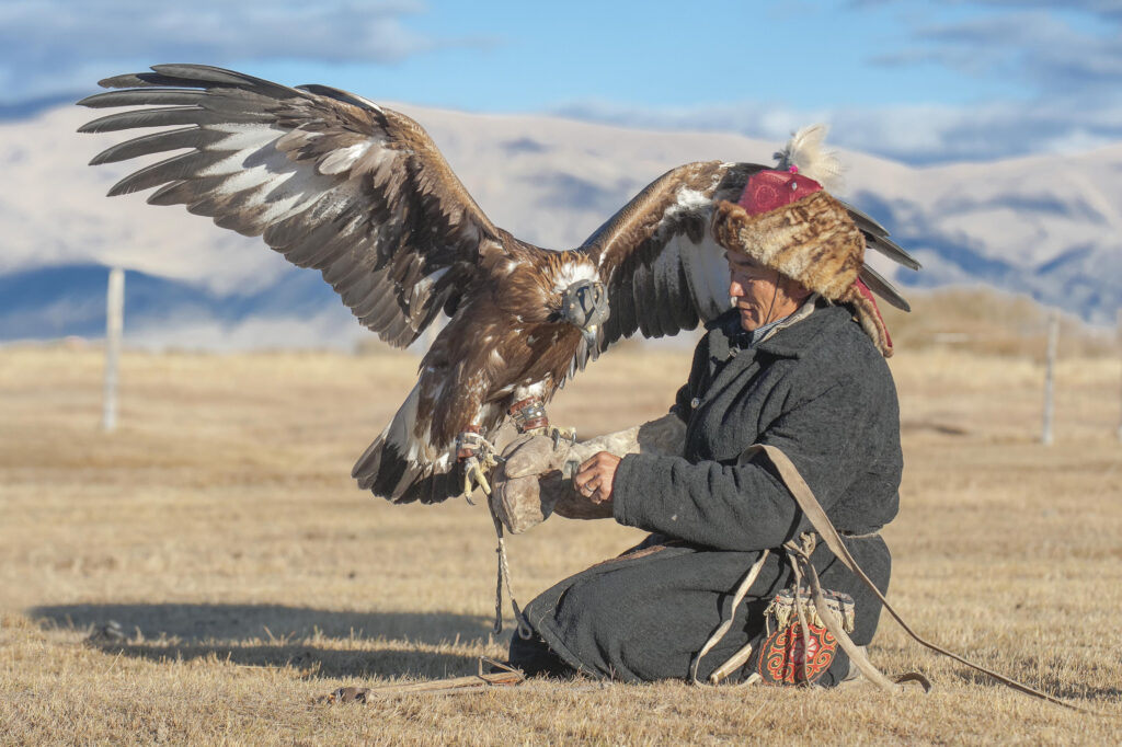 Mongolian Eagle Hunter with Golden Eagle
