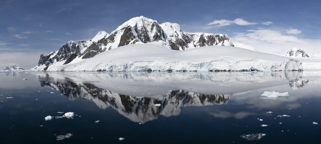 The mountains that line the Gerlache Strait in Antarctica.
