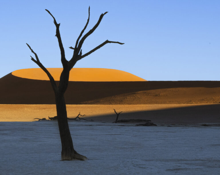 sunrise on a photo workshop in namibia at deadvlei