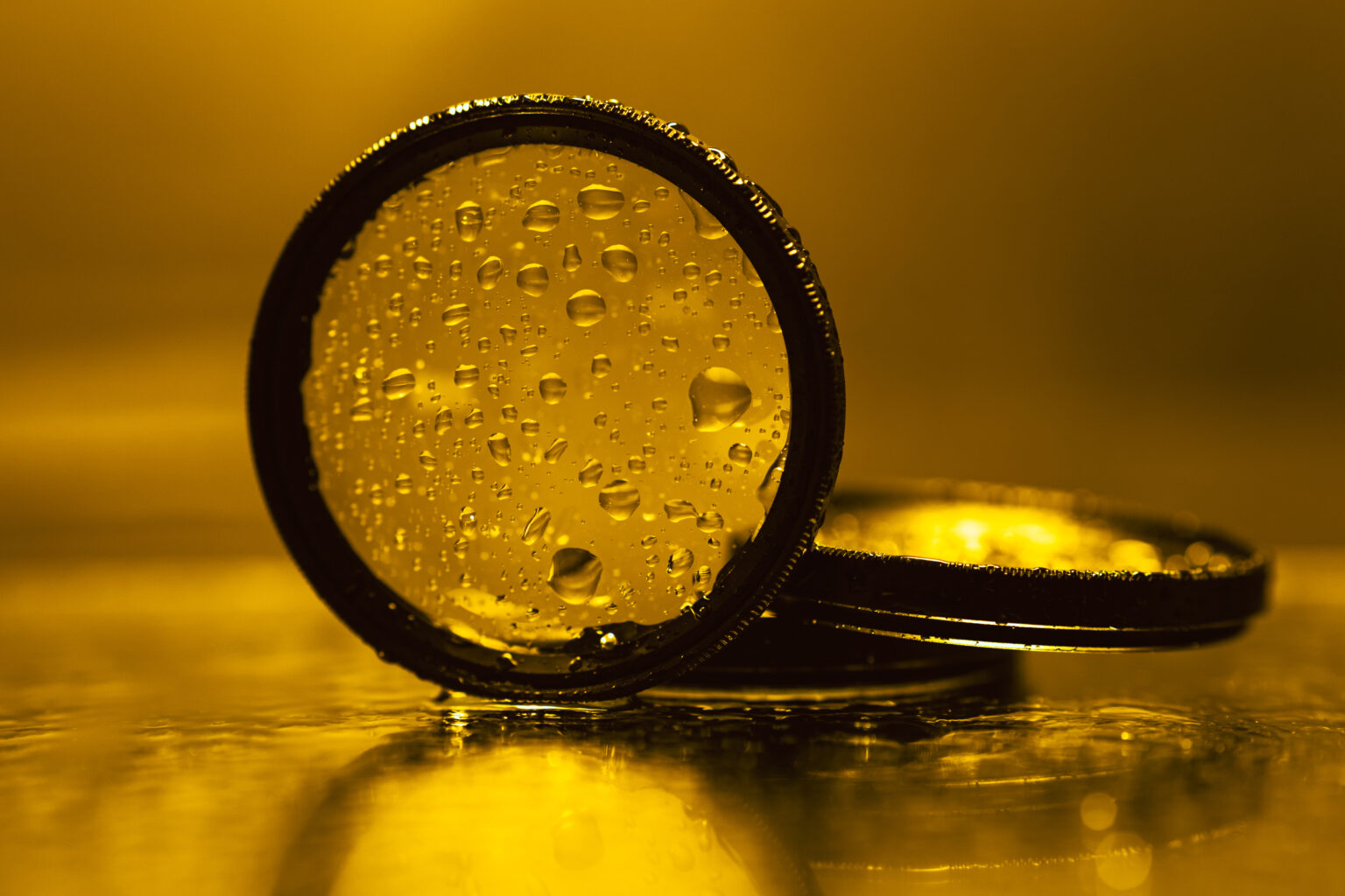 lens filters with water droplets