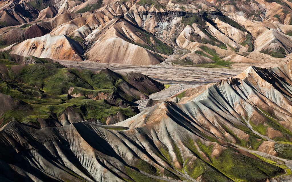 Aerial view of Landmannalaugar, central highlands Iceland