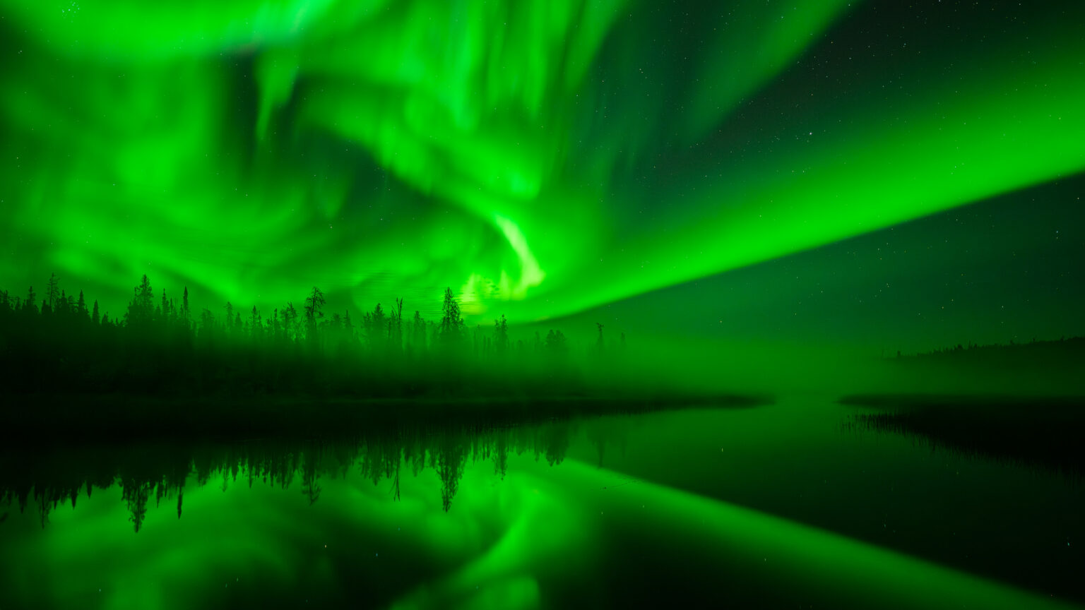 Northern Lights over the Cameron River