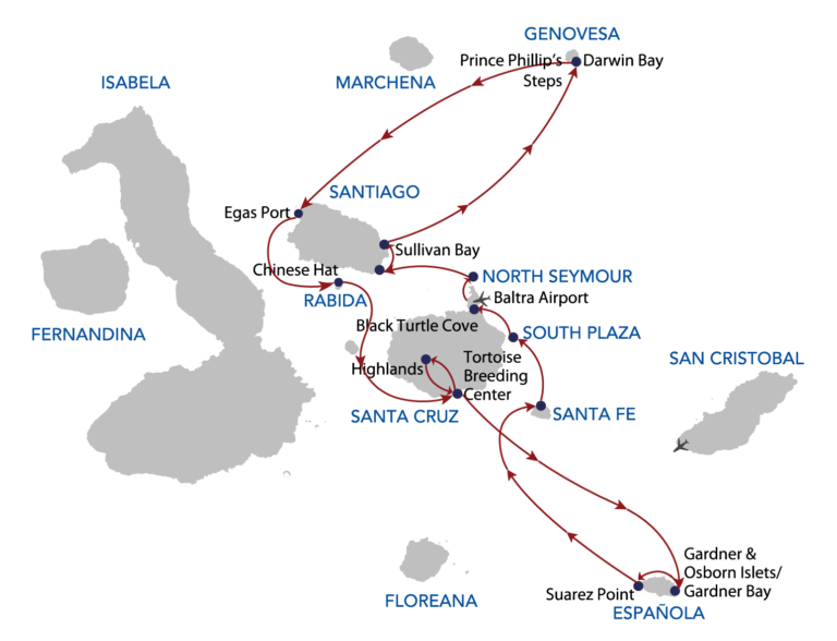 Galapagos Angel 8-day itinerary A